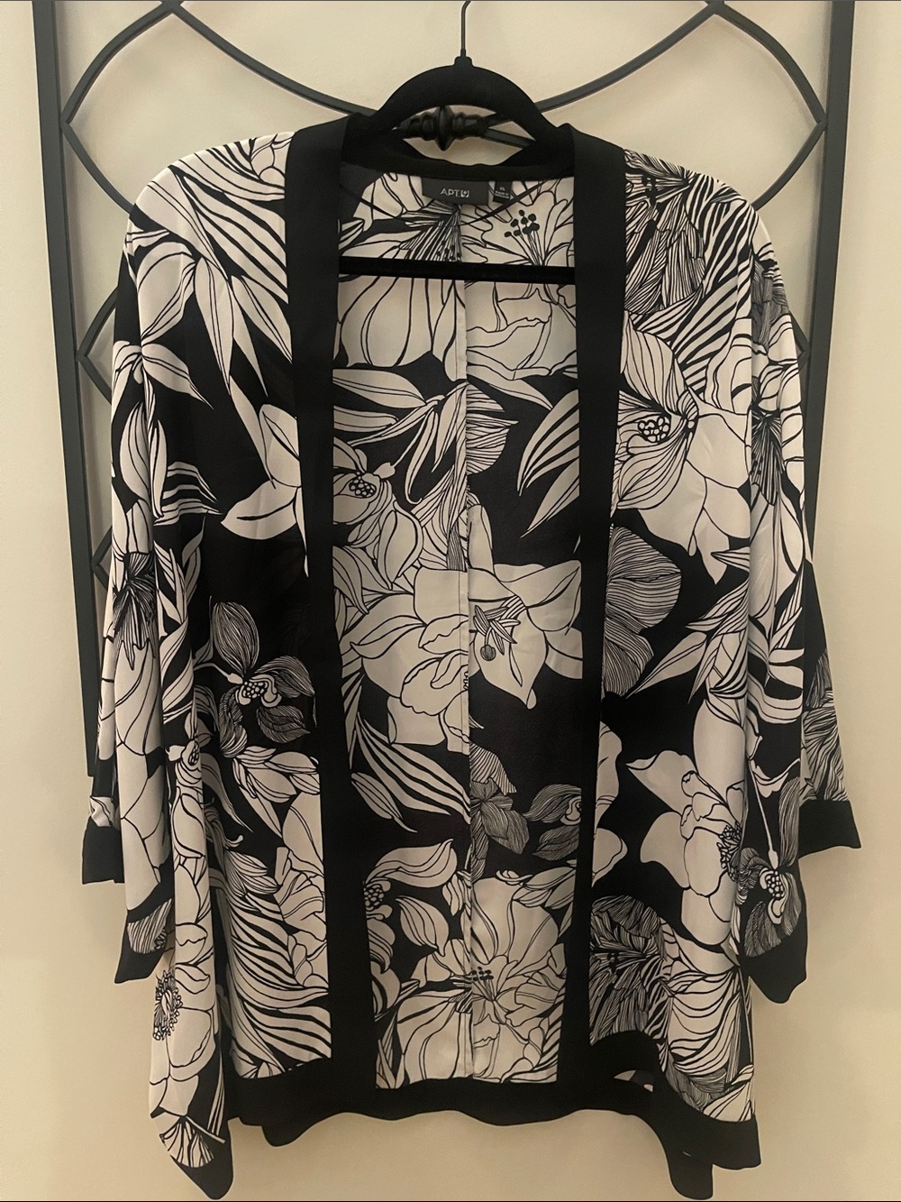 Apt. 9 Black and White Floral Open Kimono